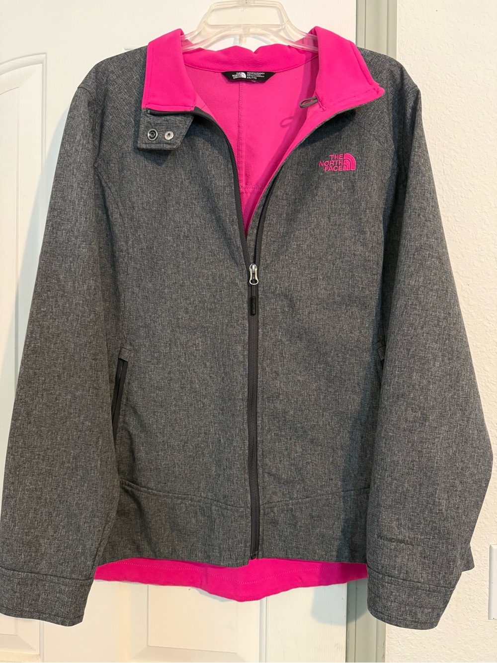 The North Face Grey Women’s Jacket with pink lining